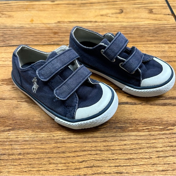 Polo by Ralph Lauren Navy Velcro Shoes Kids Size 8 - Picture 1 of 6